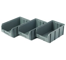 Пластиковый ящик Стелла-техник V-3-К3-серый , 210х370х300мм, комплект 3 штуки