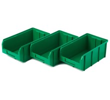 Пластиковый ящик Стелла-техник V-3-К3-зеленый , 210х370х300мм, комплект 3 штуки