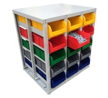 Стеллаж с направляющими Стелла-техник V3-30 стационарный, двусторонний, 30 ячеек c ящиками