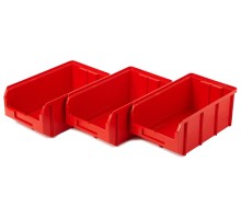 Пластиковый ящик Стелла-техник V-3-К3-красный , 210х370х300мм, комплект 3 штуки