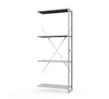 Секция приставная стеллажа металлического ТСУ Универсал, 2000x760x300 мм. Полки: метал. перф.  4 шт.