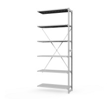 Секция приставная стеллажа металлического ТСУ Универсал, 3000x760x500 мм. Полки: метал. перф.  6 шт.