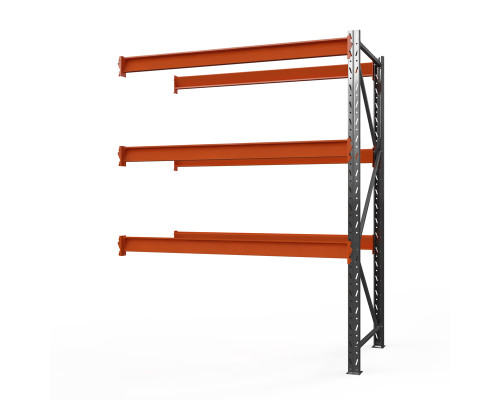 Секция приставная стеллажа металлического Оптима, 2500x1250x785 мм. Ярусы: 3 шт. без настила