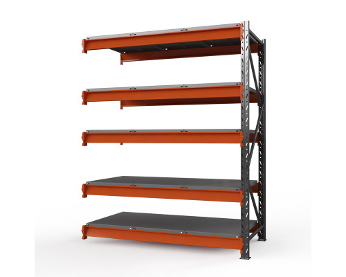 Секция приставная стеллажа металлического Оптима, 3500x1530x785 мм. Ярусы: 5 шт. метал.