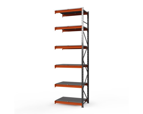 Секция приставная стеллажа металлического Оптима, 4000x1250x785 мм. Ярусы: 6 шт. метал.