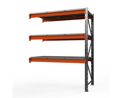 Секция приставная стеллажа металлического Оптима, 2500x2500x785 мм. Ярусы: 3 шт. метал.