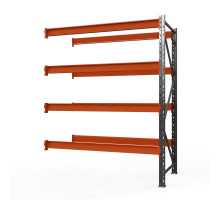 Секция приставная стеллажа металлического Оптима, 2500x2500x785 мм. Ярусы: 4 шт. без настила