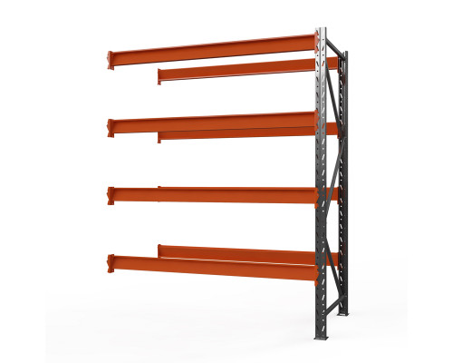 Секция приставная стеллажа металлического Оптима, 2500x2500x785 мм. Ярусы: 4 шт. без настила