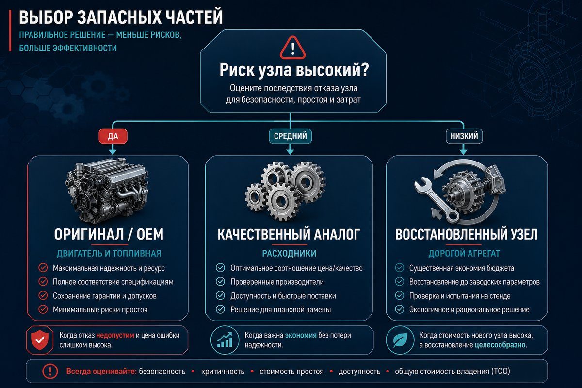 Дерево выбора оригинальной, аналоговой или восстановленной запчасти