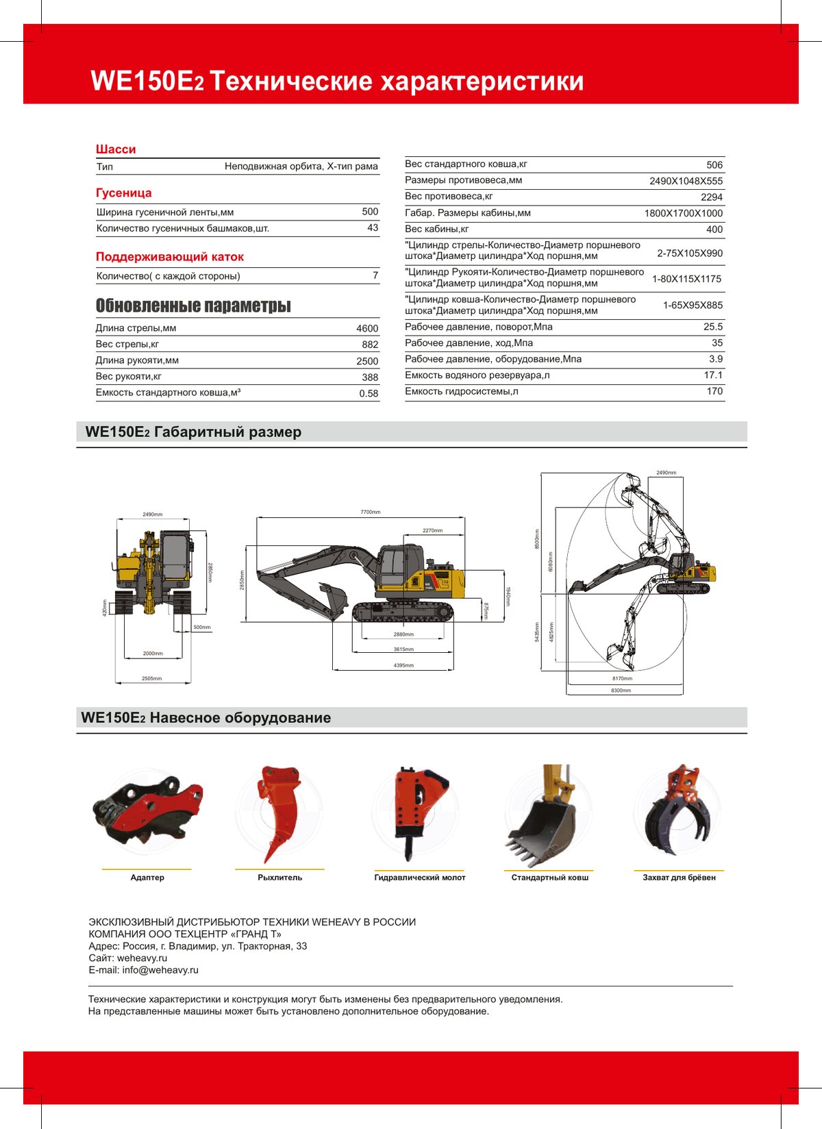 Общие размеры WE150E2